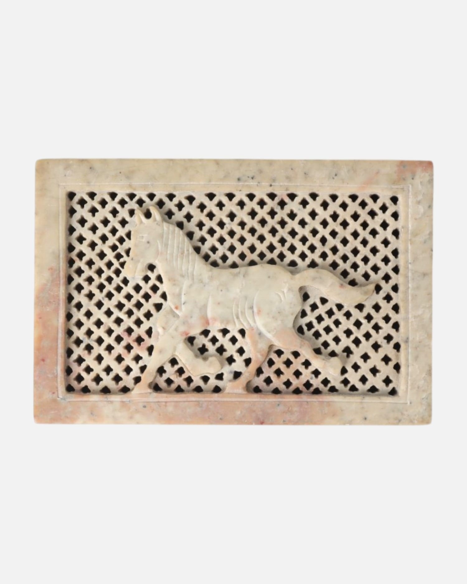 Carved Marble Horse Trinket Box