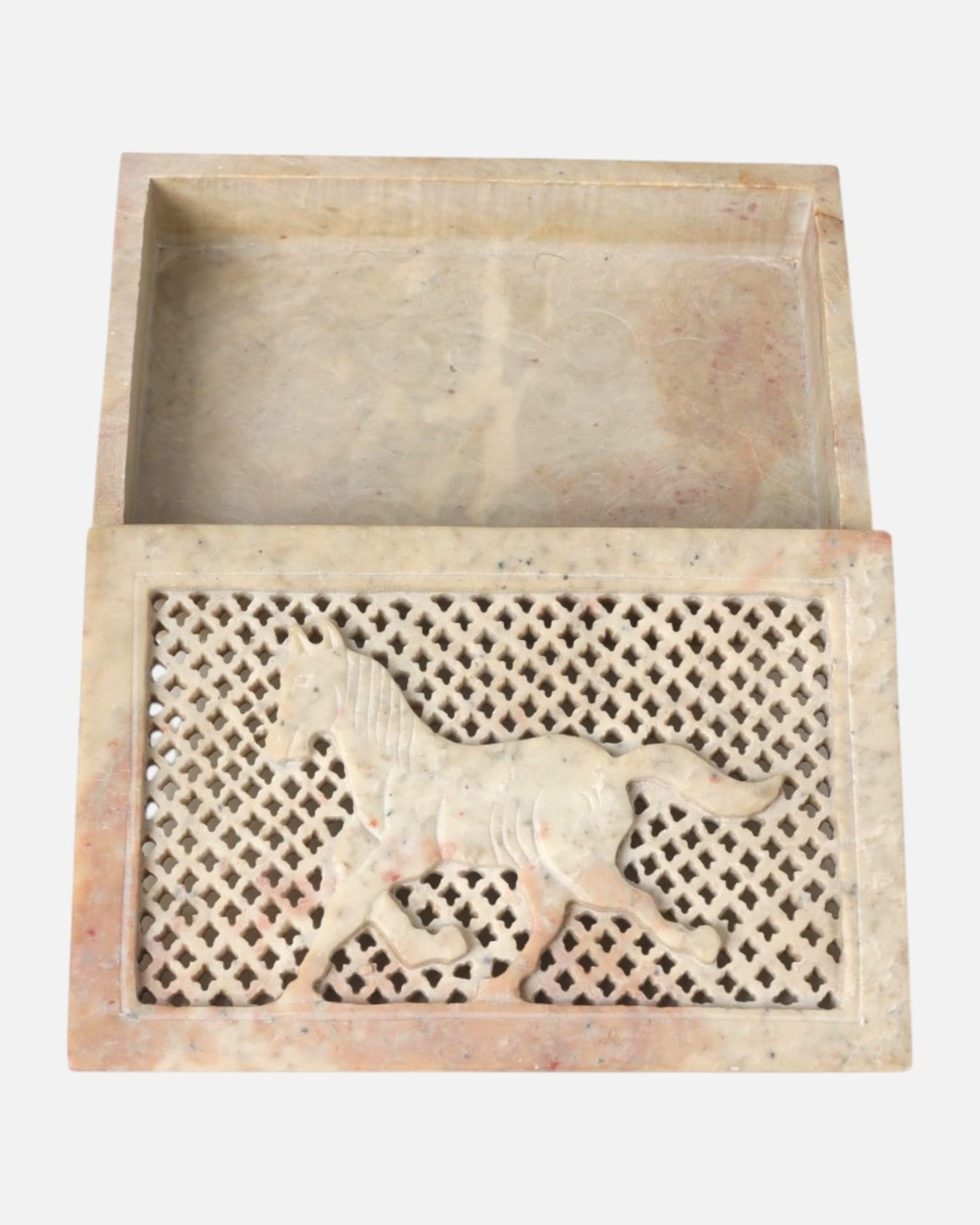 Carved Marble Horse Trinket Box