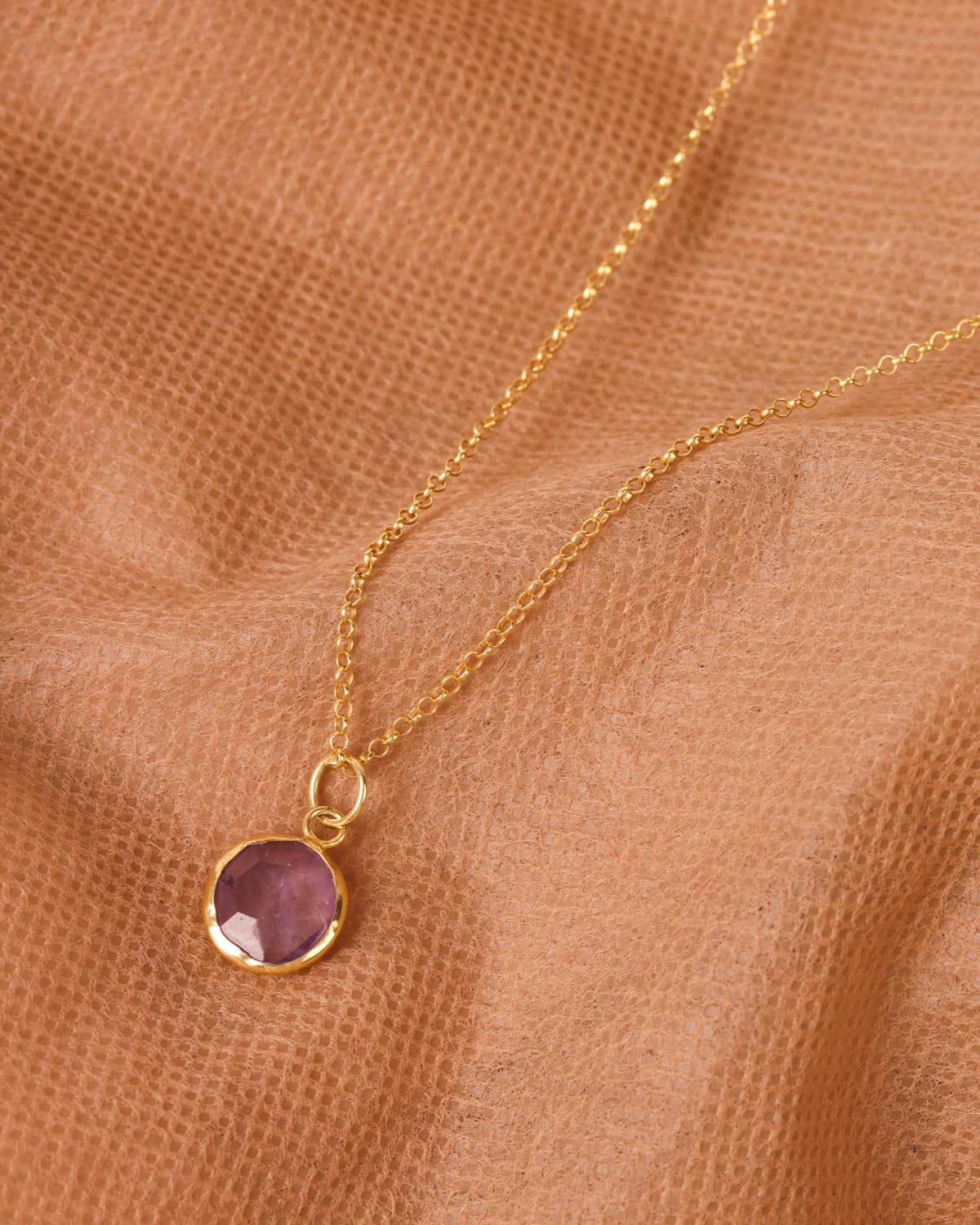 Amethyst Pendant Necklace with Gold-Plated Silver Chain