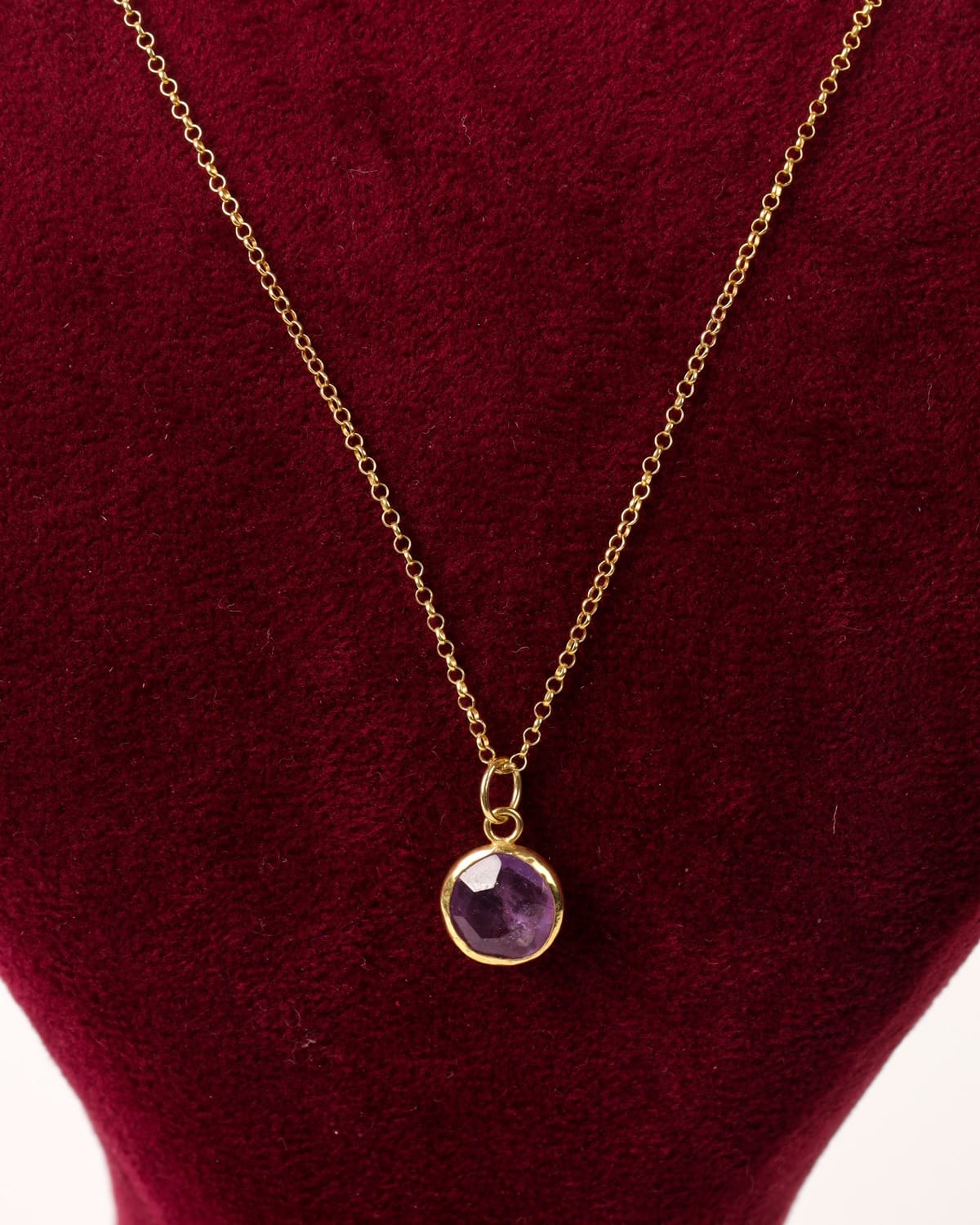 Amethyst Pendant Necklace with Gold-Plated Silver Chain