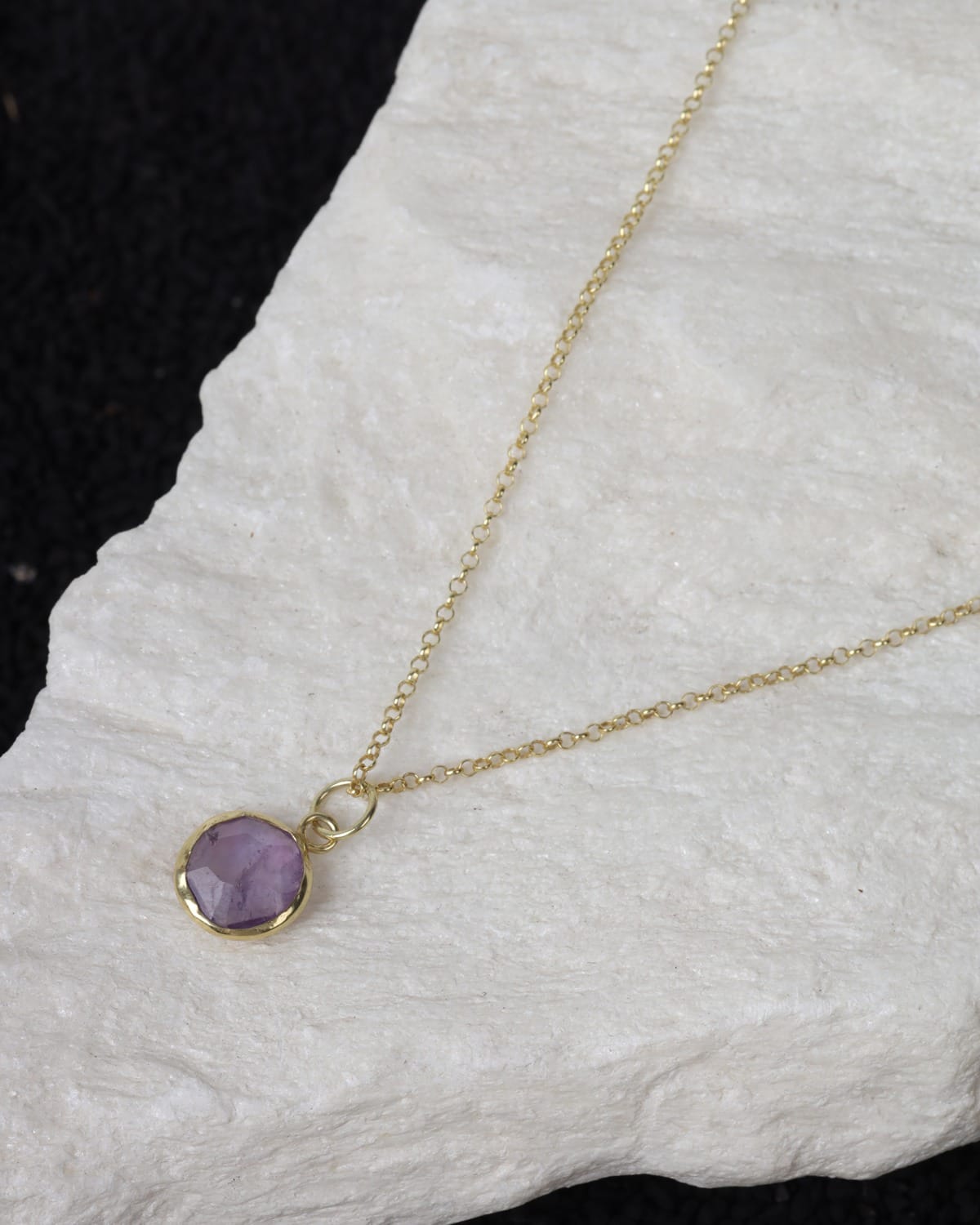 Amethyst Pendant Necklace with Gold-Plated Silver Chain