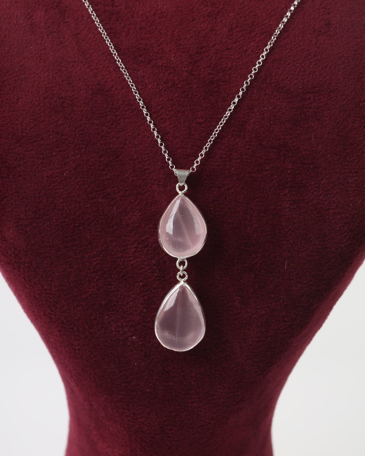 Pink Quartz Pendant Necklace – Sterling Silver 925