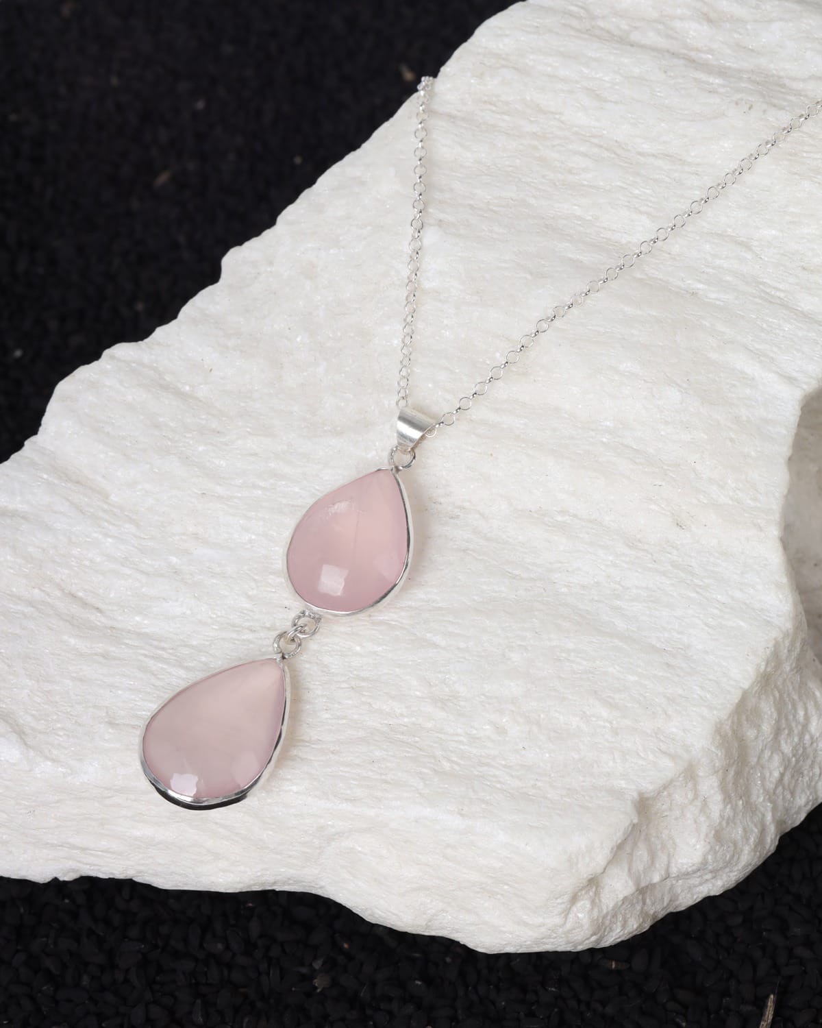 Pink Quartz Pendant Necklace – Sterling Silver 925