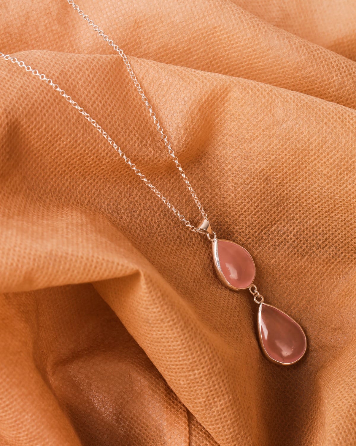 Pink Quartz Pendant Necklace – Sterling Silver 925