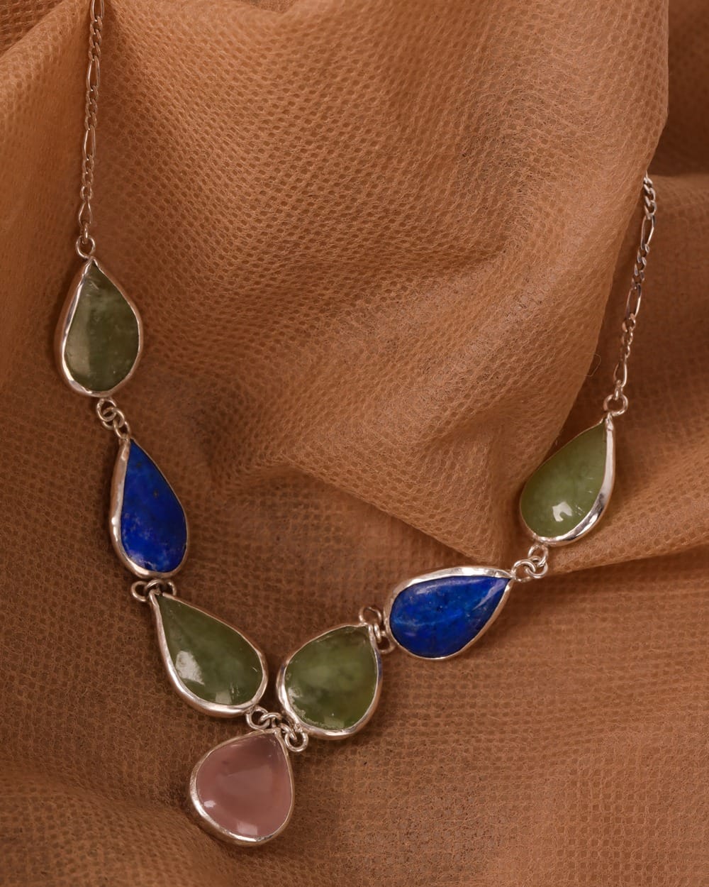 Lapis, Pink Quartz & Shah Maqsood Necklace