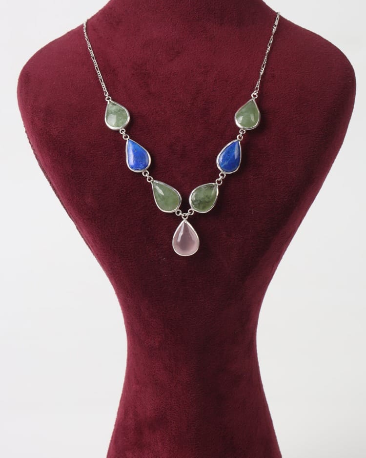 Lapis, Pink Quartz & Shah Maqsood Necklace