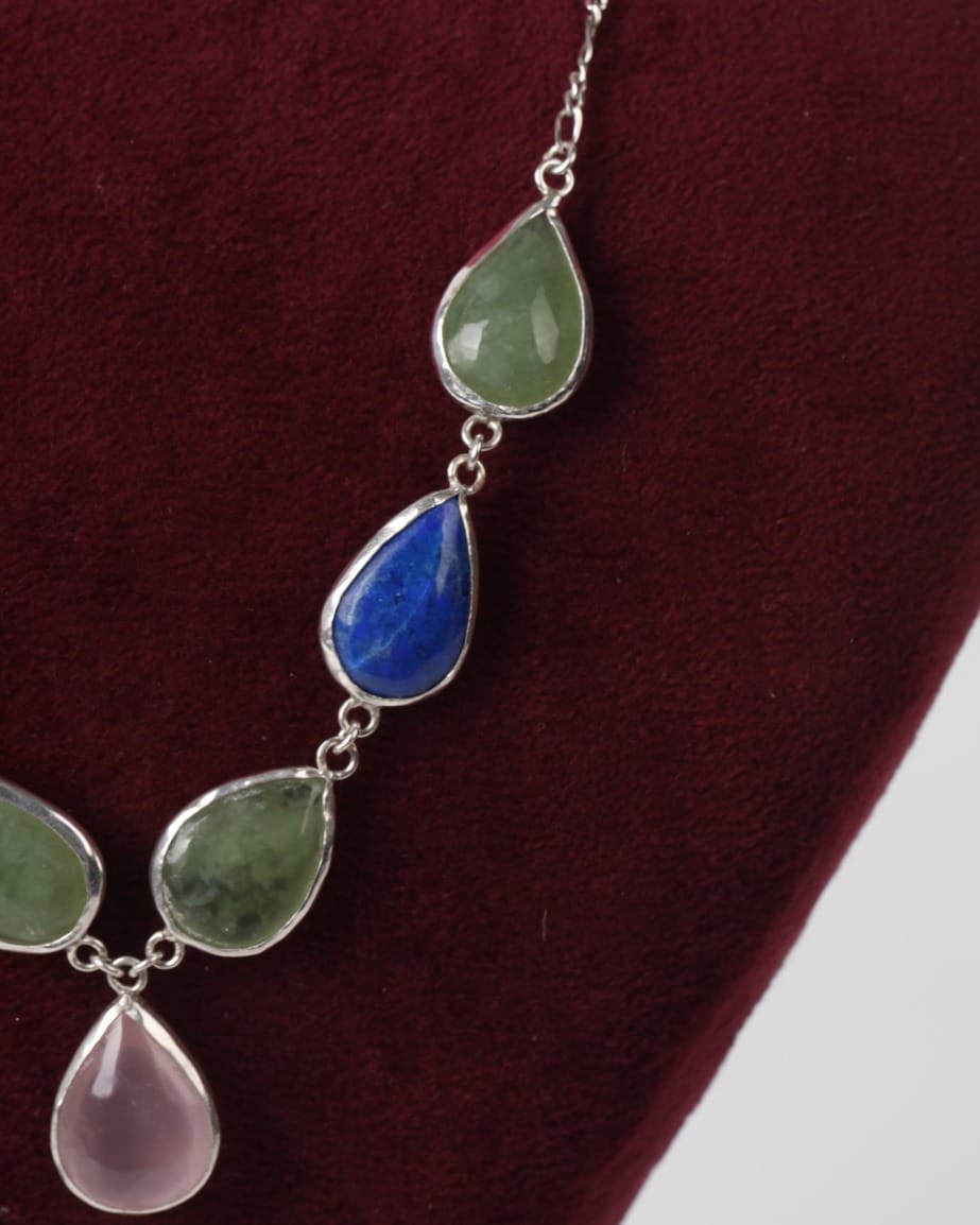 Lapis, Pink Quartz & Shah Maqsood Necklace