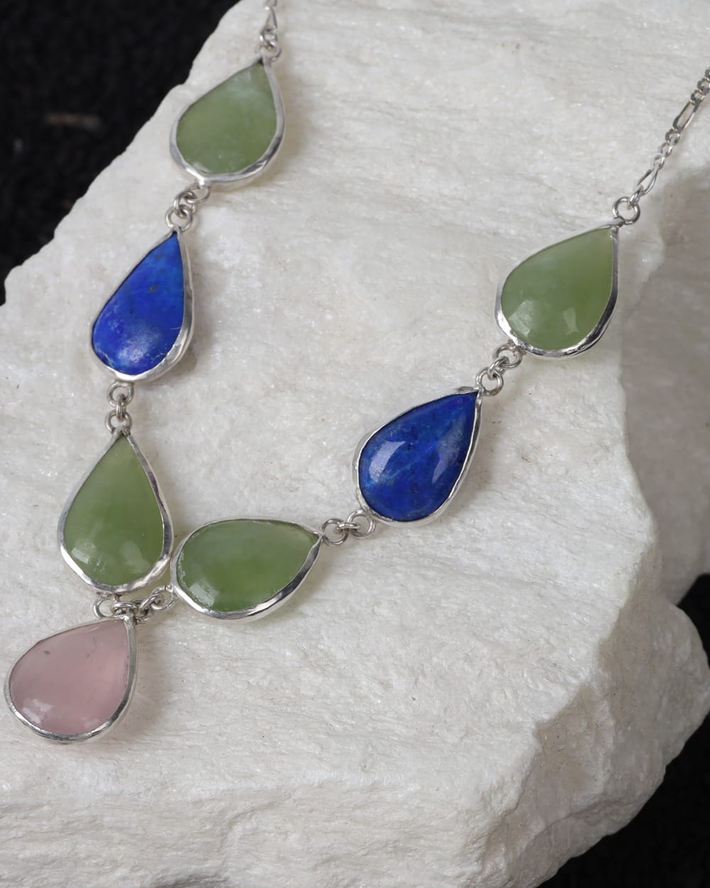 Lapis, Pink Quartz & Shah Maqsood Necklace