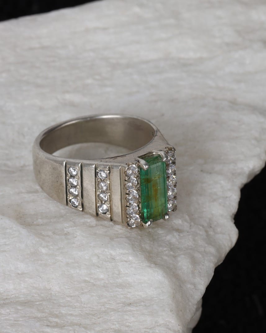 Panjshir Emerald Men’s Ring – Sterling Silver 925