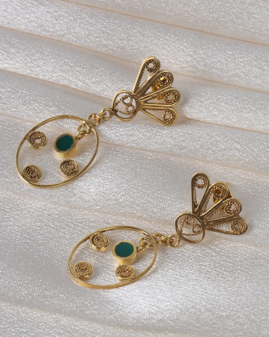 Naz Green Agate Earrings