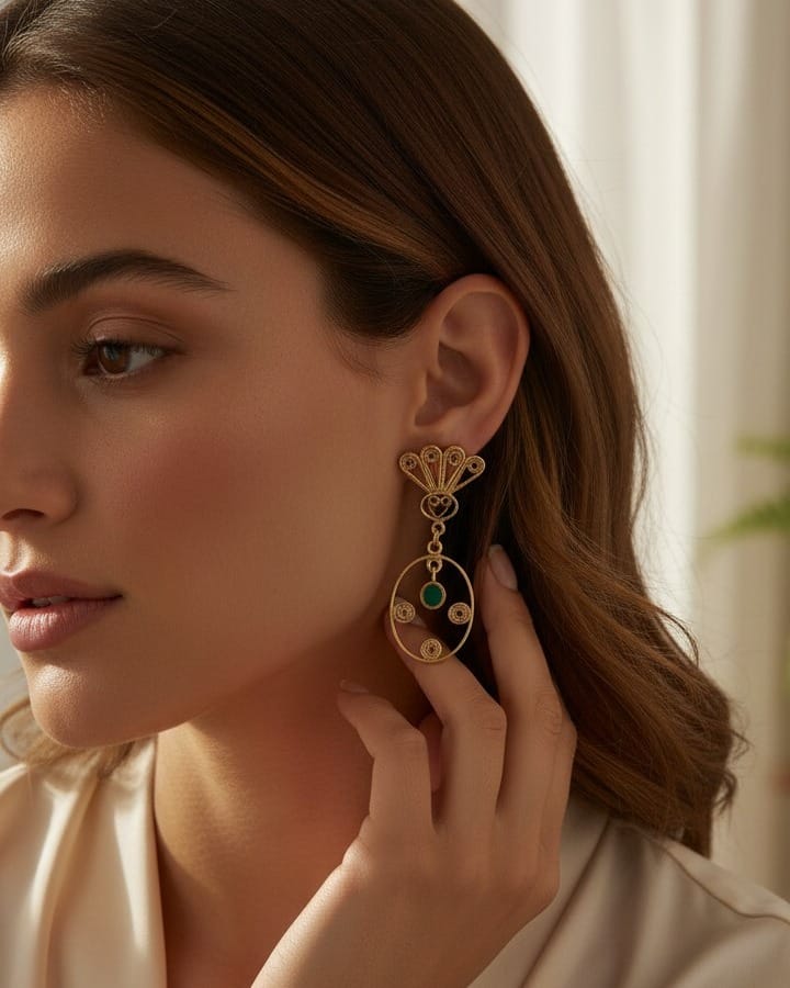 Naz Green Agate Earrings