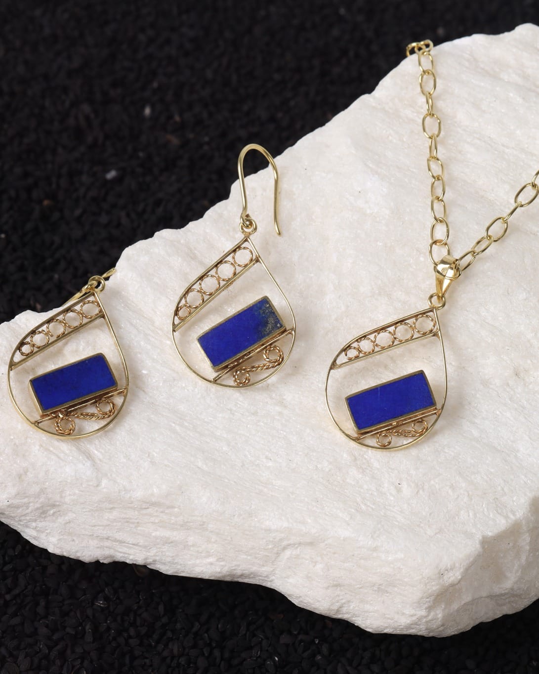 Herat Baastan Lapis Jewelry Set – Necklace & Earrings