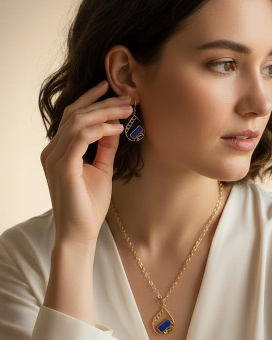 Herat Baastan Lapis Jewelry Set – Necklace & Earrings