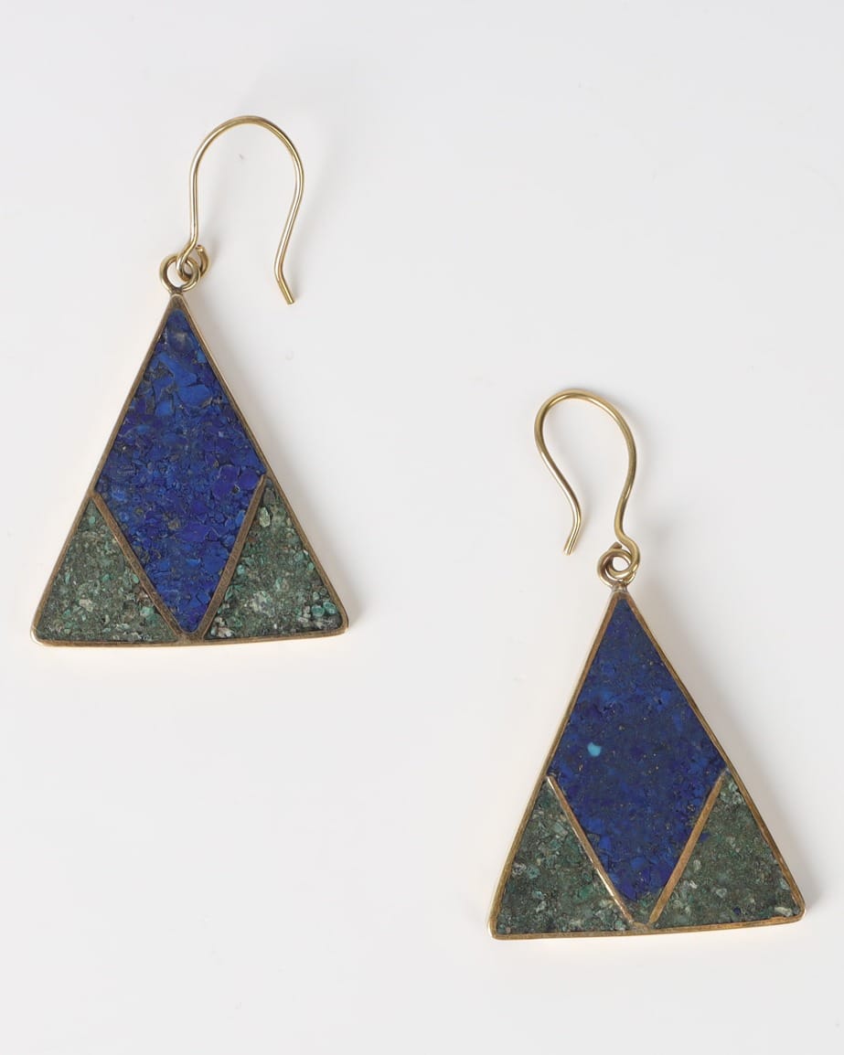 Triangle Earrings – Genuine Lapis & Chrysocolla