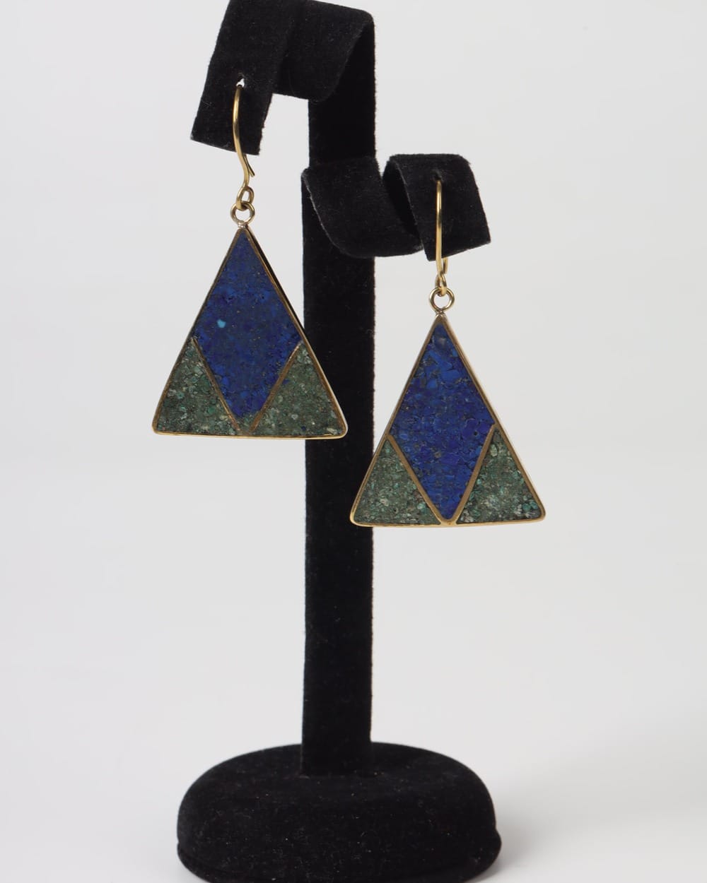 Triangle Earrings – Genuine Lapis & Chrysocolla