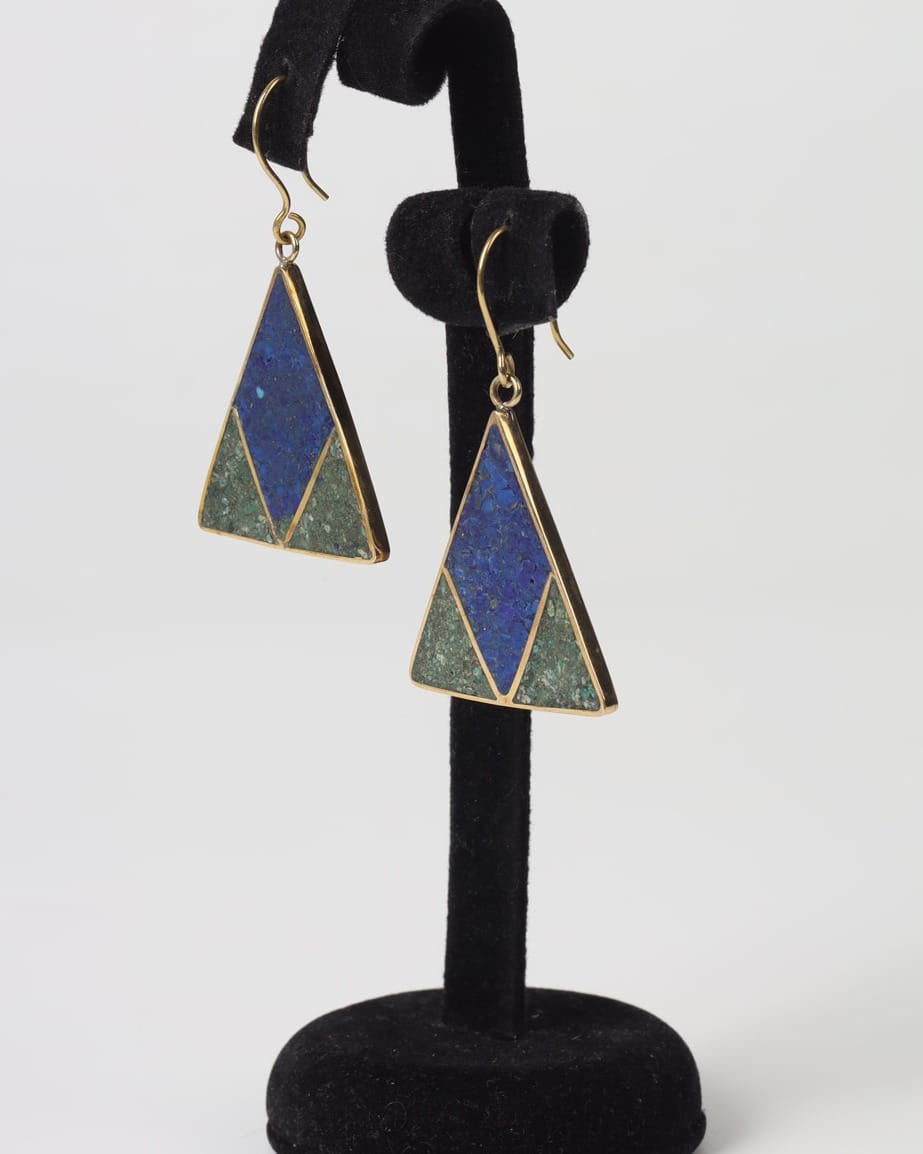 Triangle Earrings – Genuine Lapis & Chrysocolla