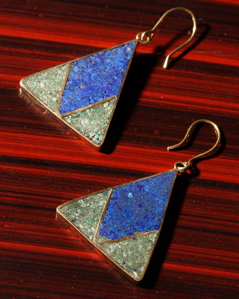 Triangle Earrings – Genuine Lapis & Chrysocolla