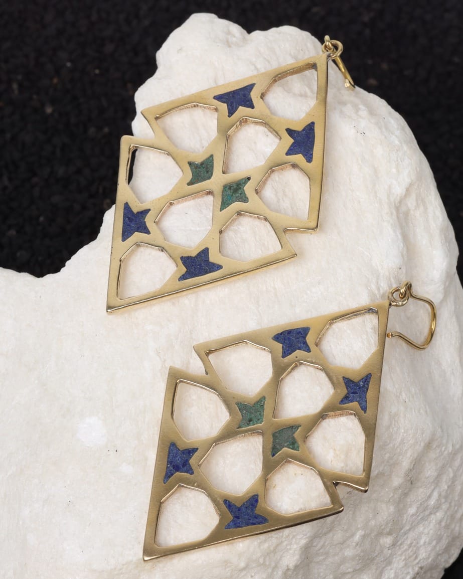 Islamic Lattice Earrings – Lapis & Chrysocolla