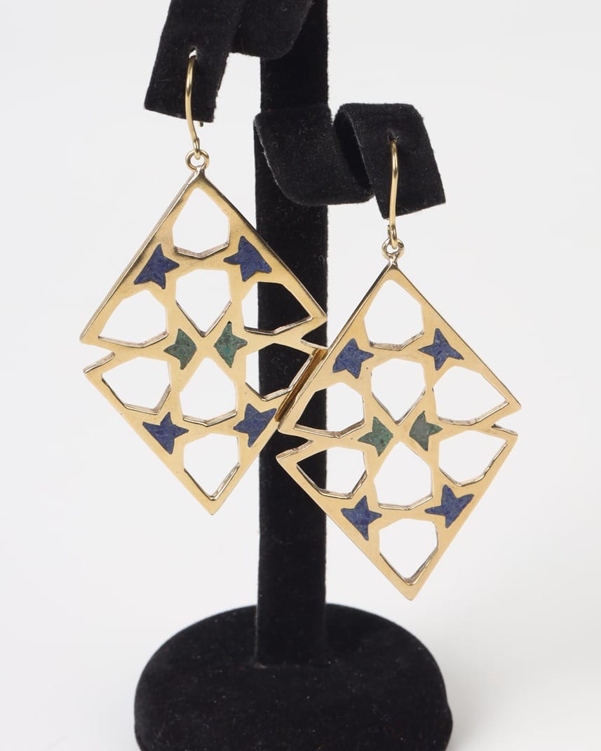 Islamic Lattice Earrings – Lapis & Chrysocolla