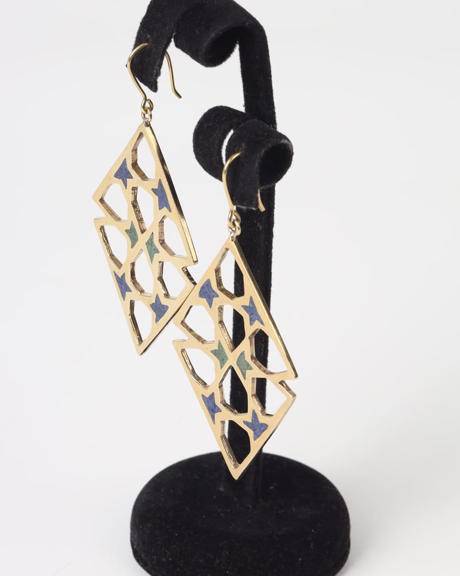 Islamic Lattice Earrings – Lapis & Chrysocolla