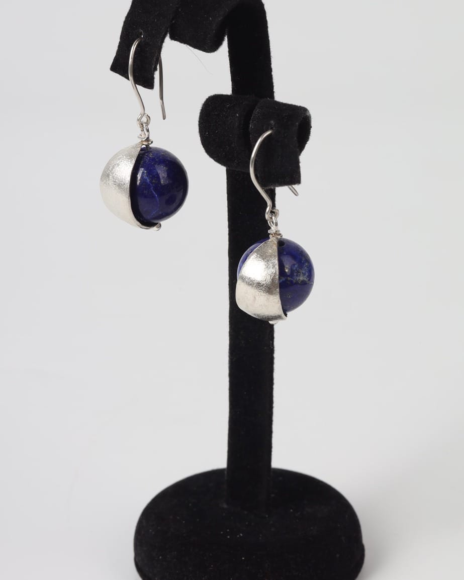 Blue Lapis Earth Bead Earrings