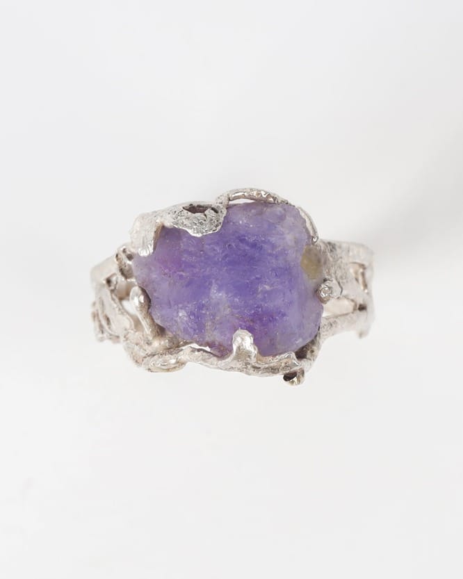 Silver Branch Ring with Hekminite – Purple