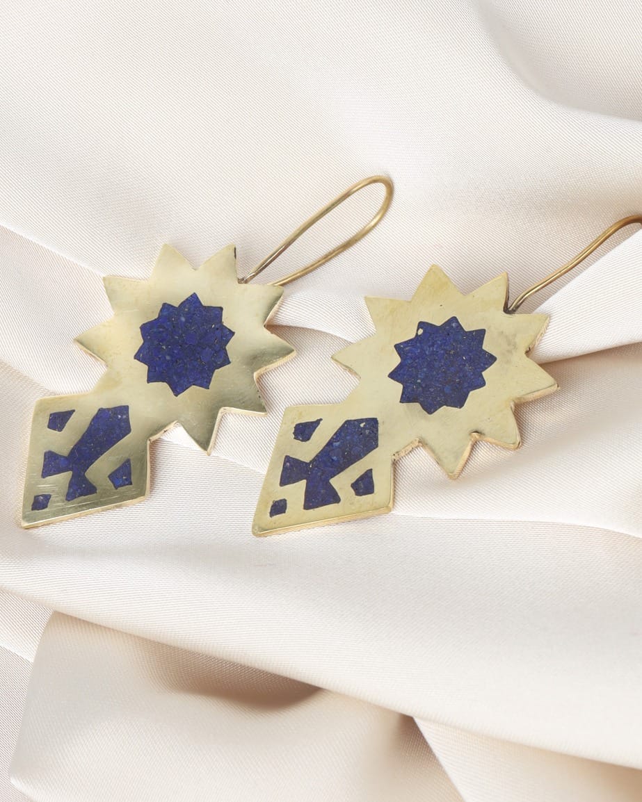 Lapis Sun Earrings – Blue Afghan Design