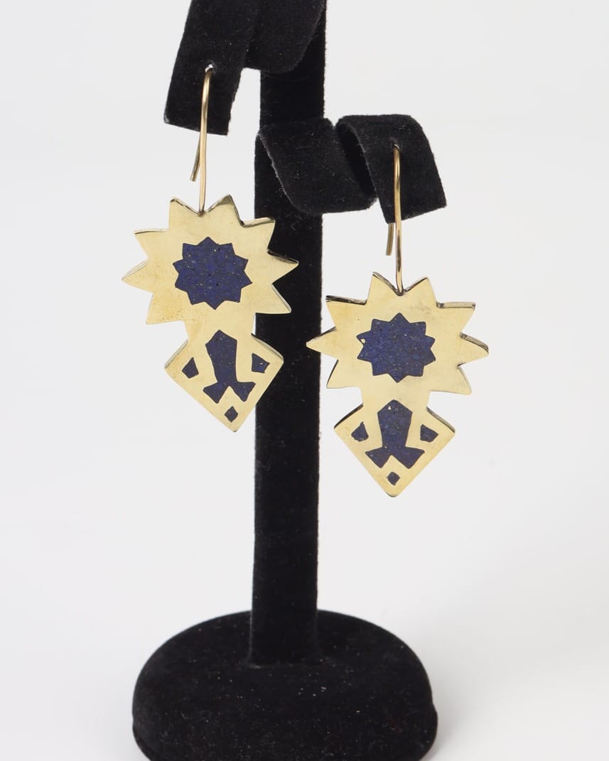 Lapis Sun Earrings – Blue Afghan Design
