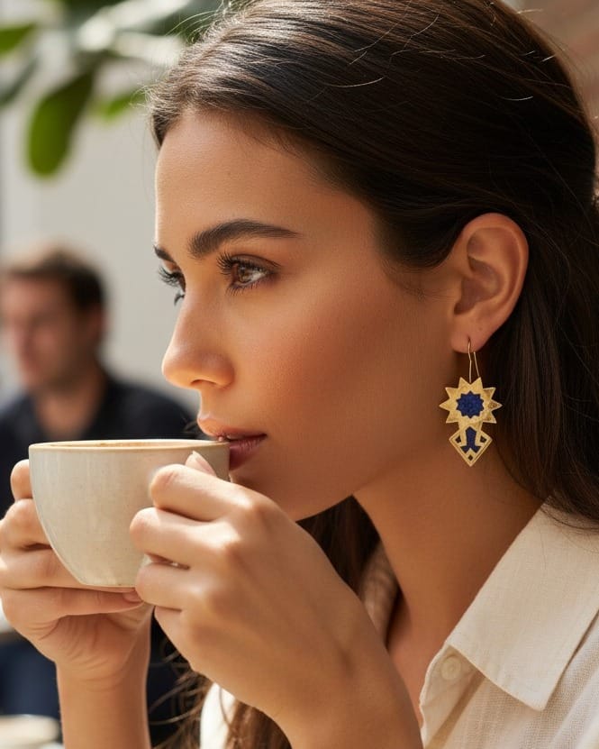 Lapis Sun Earrings – Blue Afghan Design