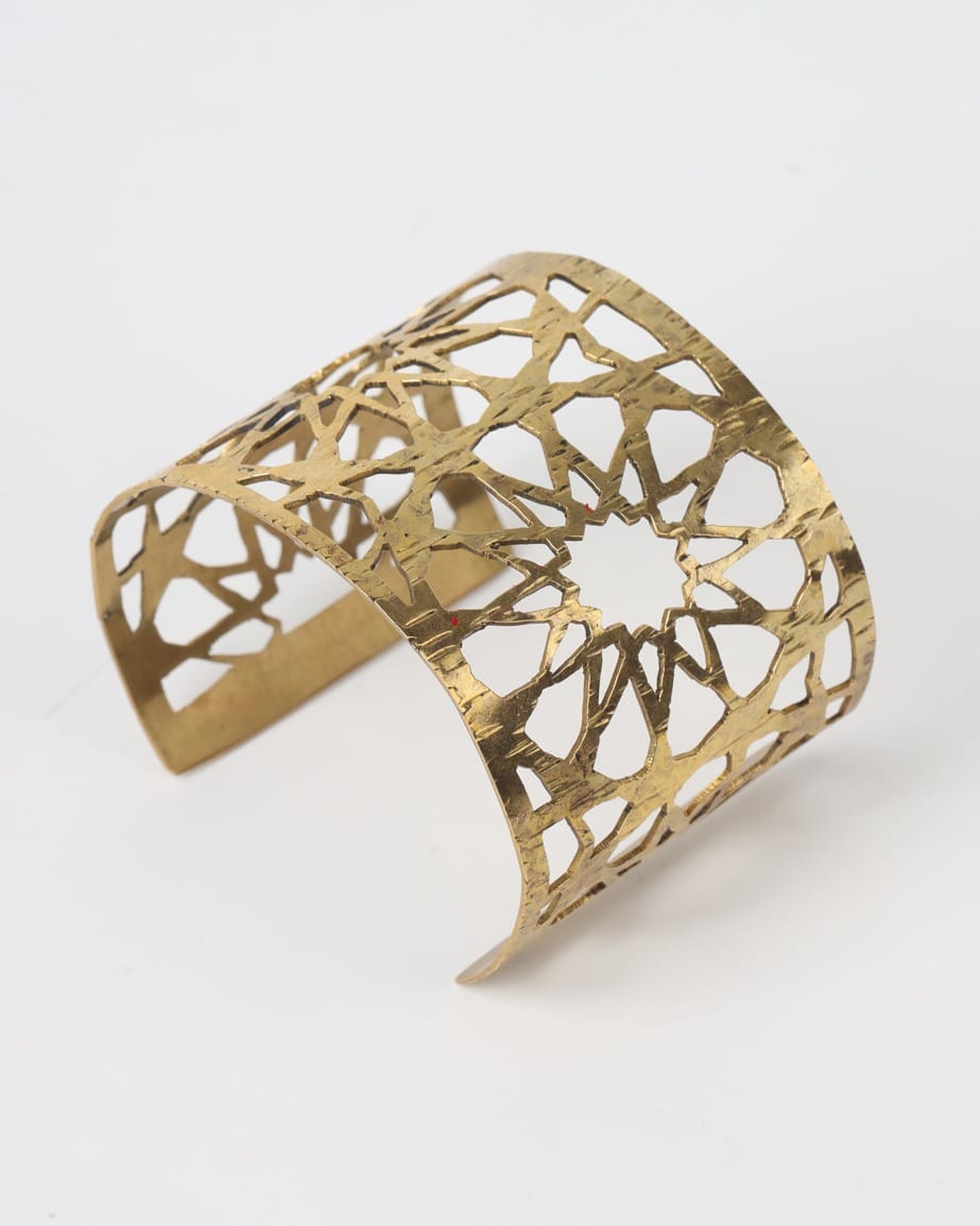 Afghan Gold Textured Cuff Bracelet