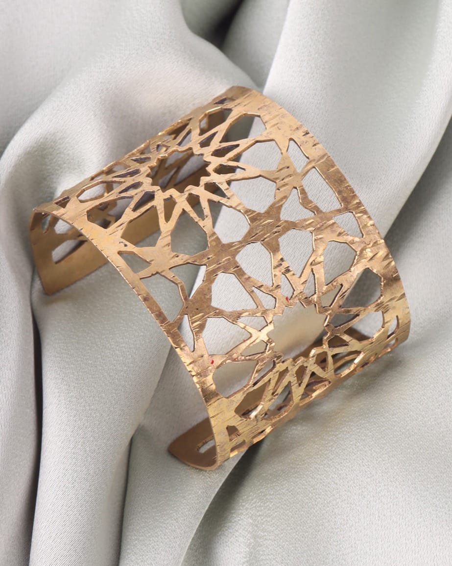 Afghan Gold Textured Cuff Bracelet