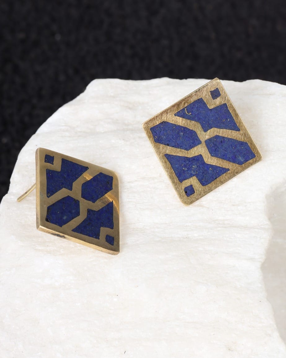 Lapis Lazuli Gold Drop Earrings