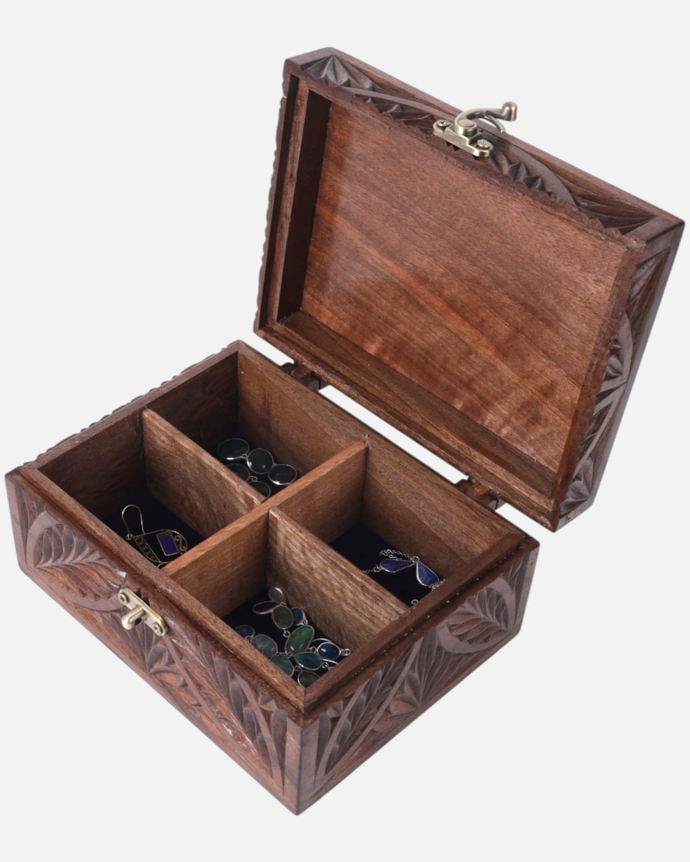 Afghan Wooden Jewelry Box – Four Woods Finish