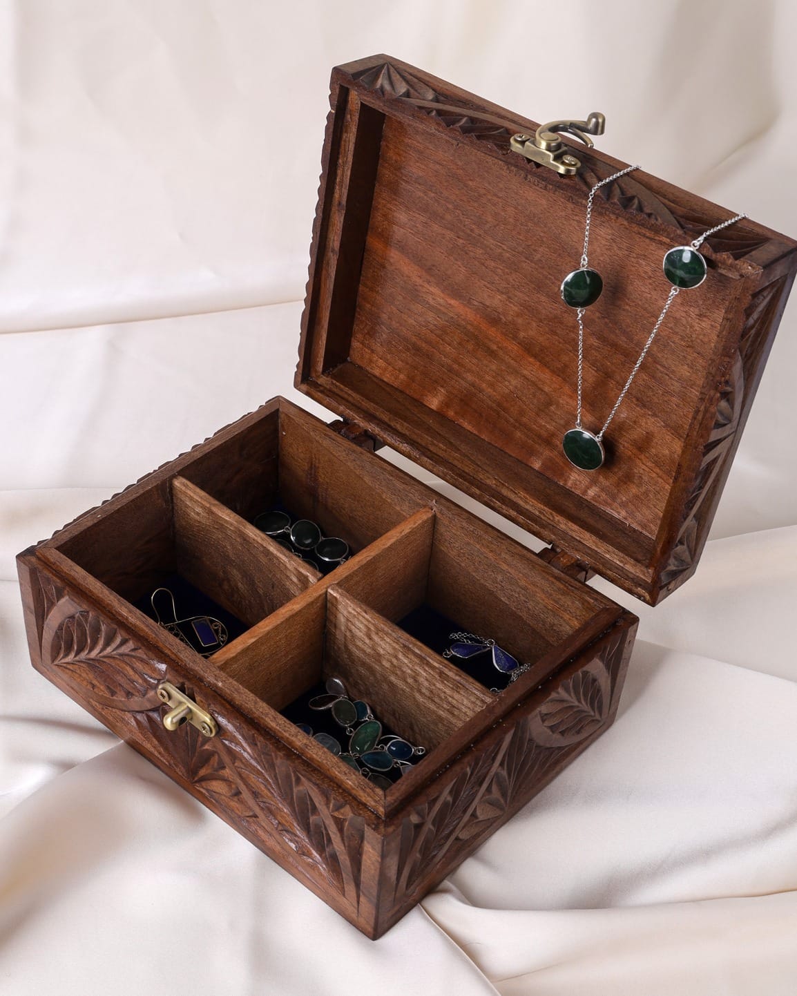 Afghan Wooden Jewelry Box – Four Woods Finish