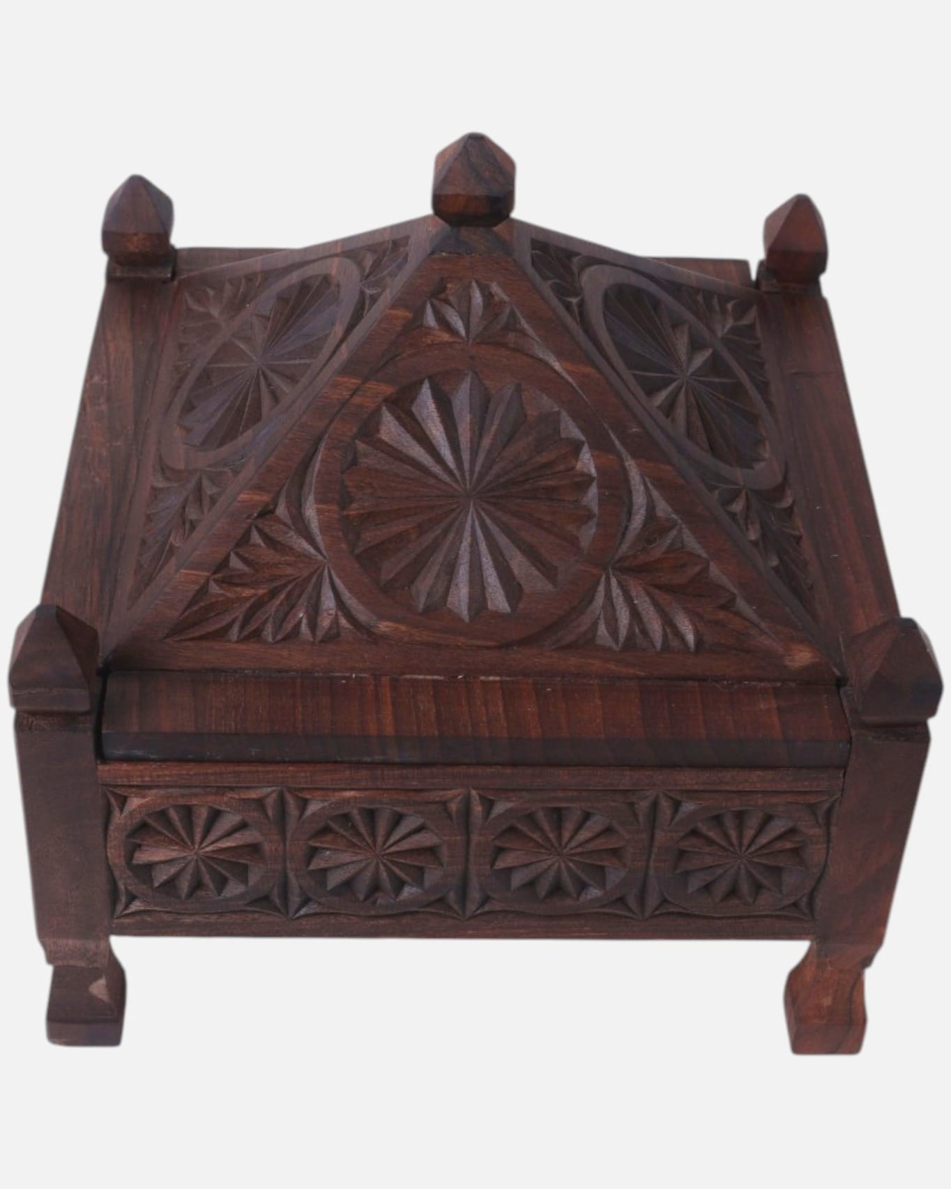 Handcrafted Four-Nut Wood Fruit Tray