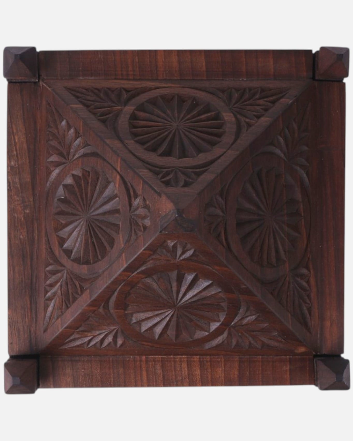 Handcrafted Four-Nut Wood Fruit Tray