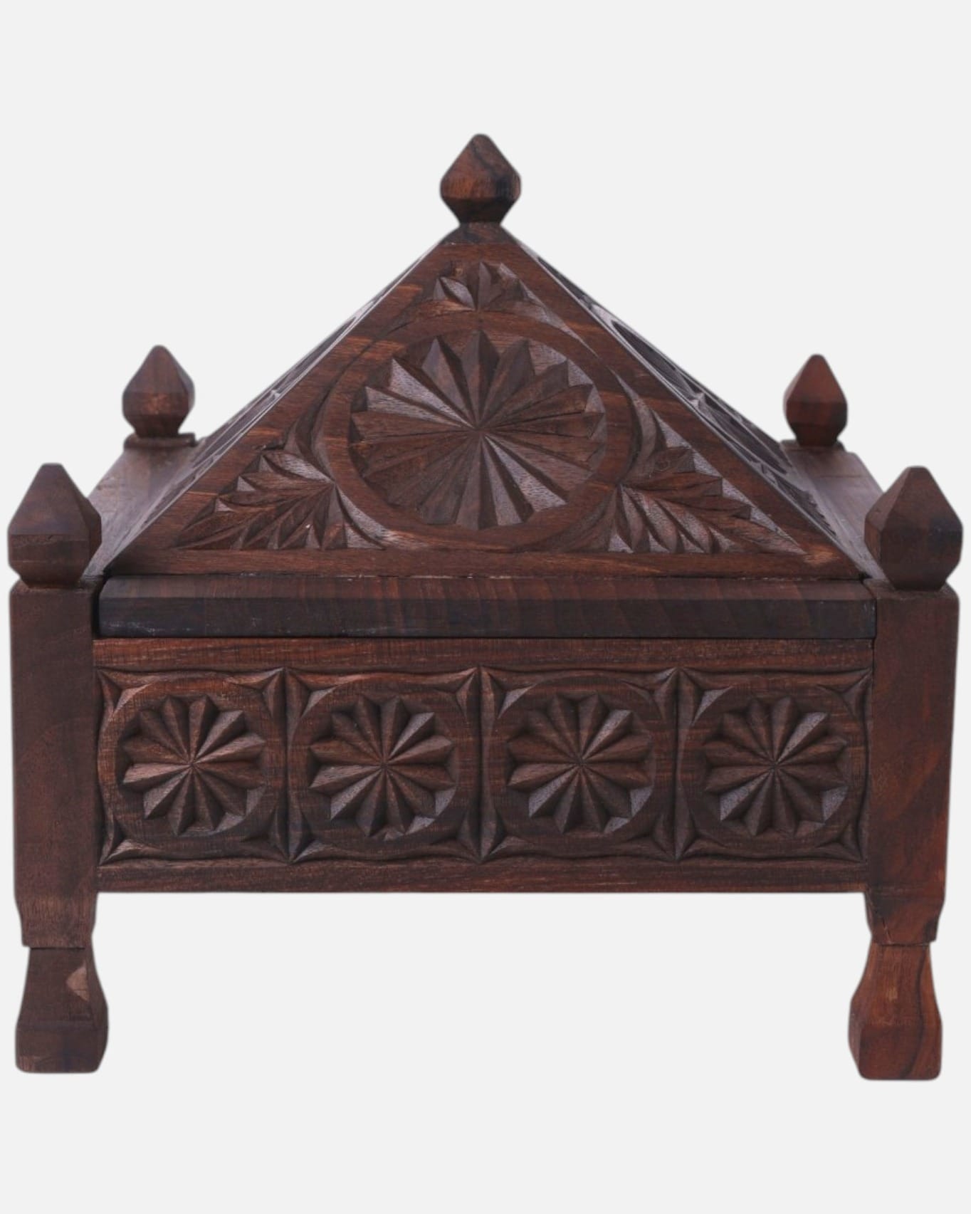 Handcrafted Four-Nut Wood Fruit Tray