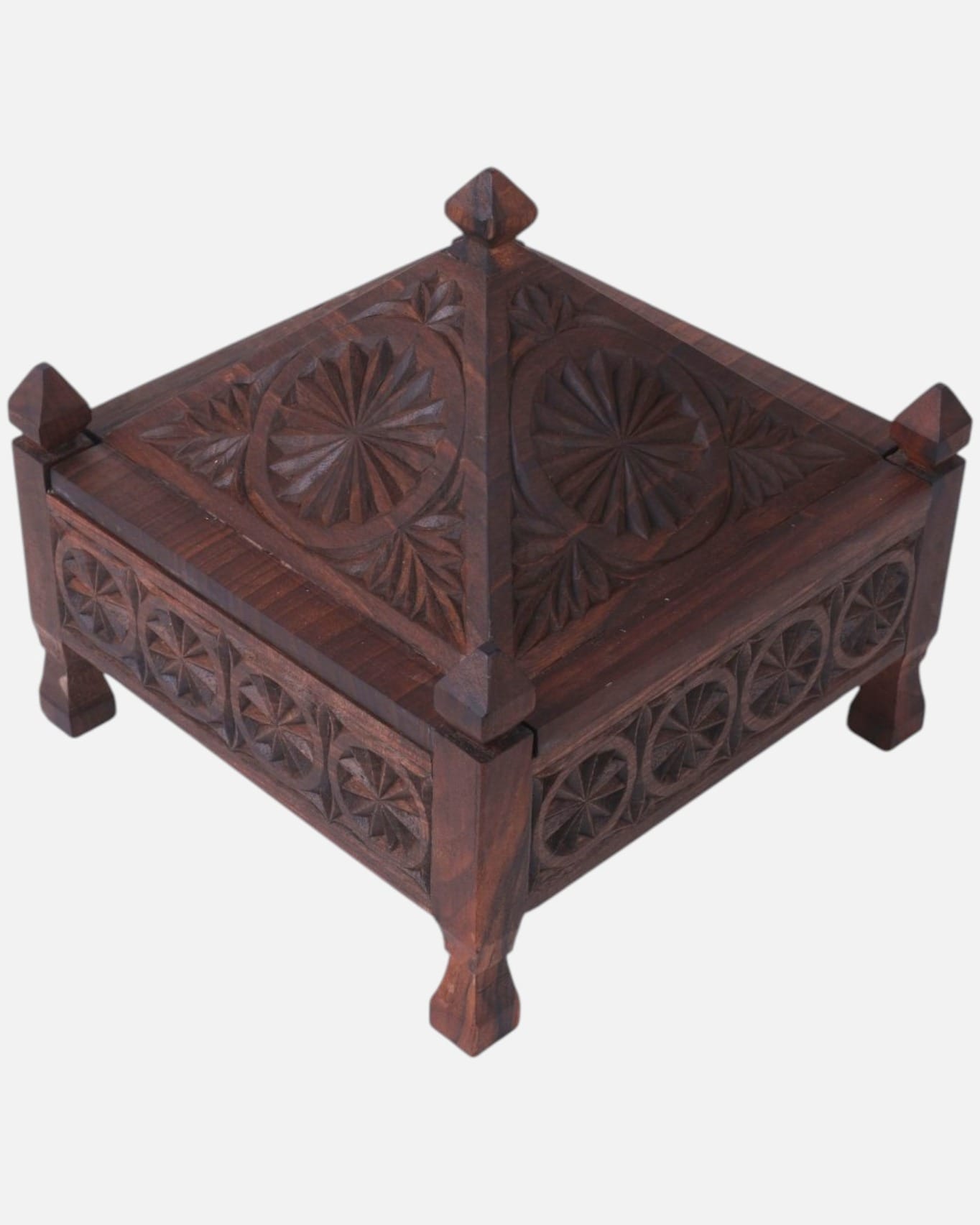 Handcrafted Four-Nut Wood Fruit Tray