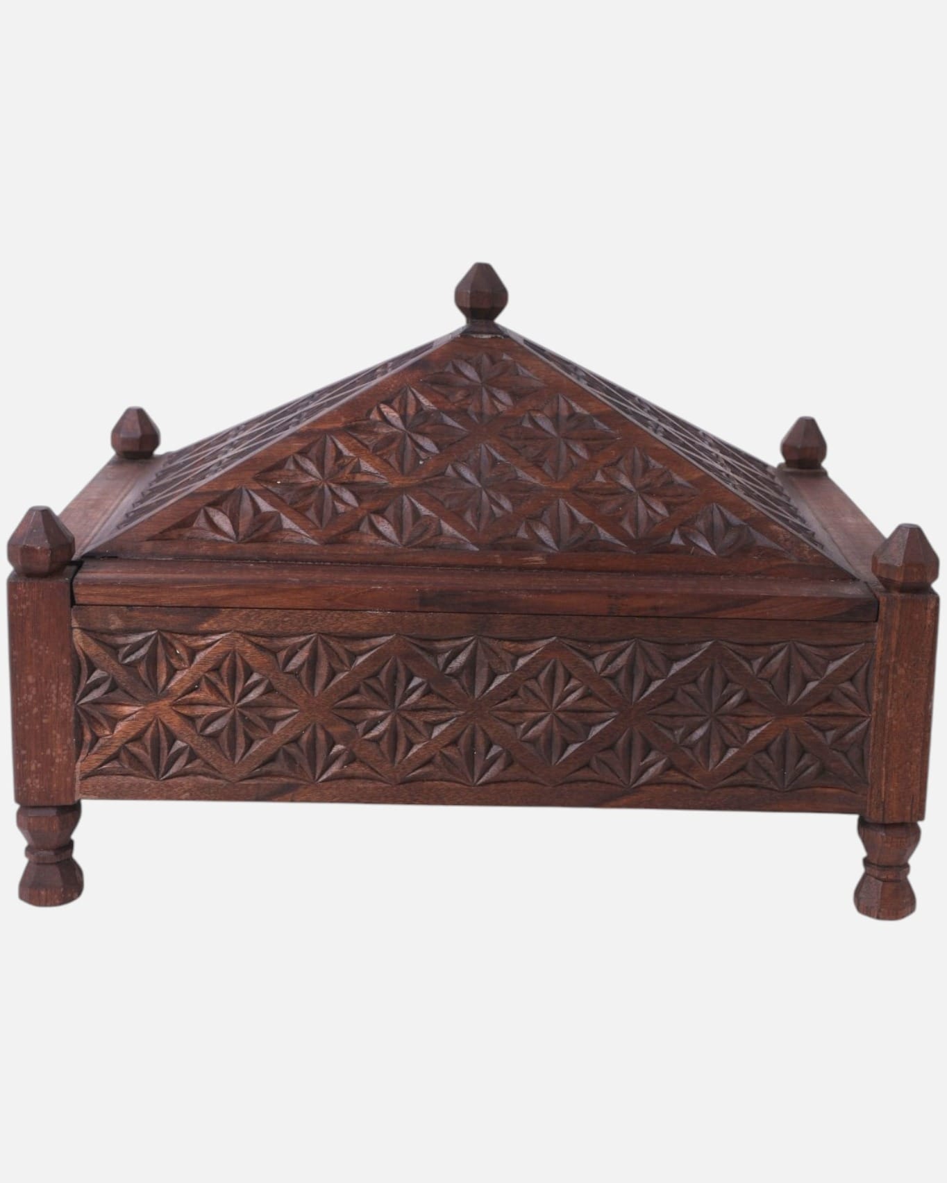 Dark Walnut Wooden Fruit Basket