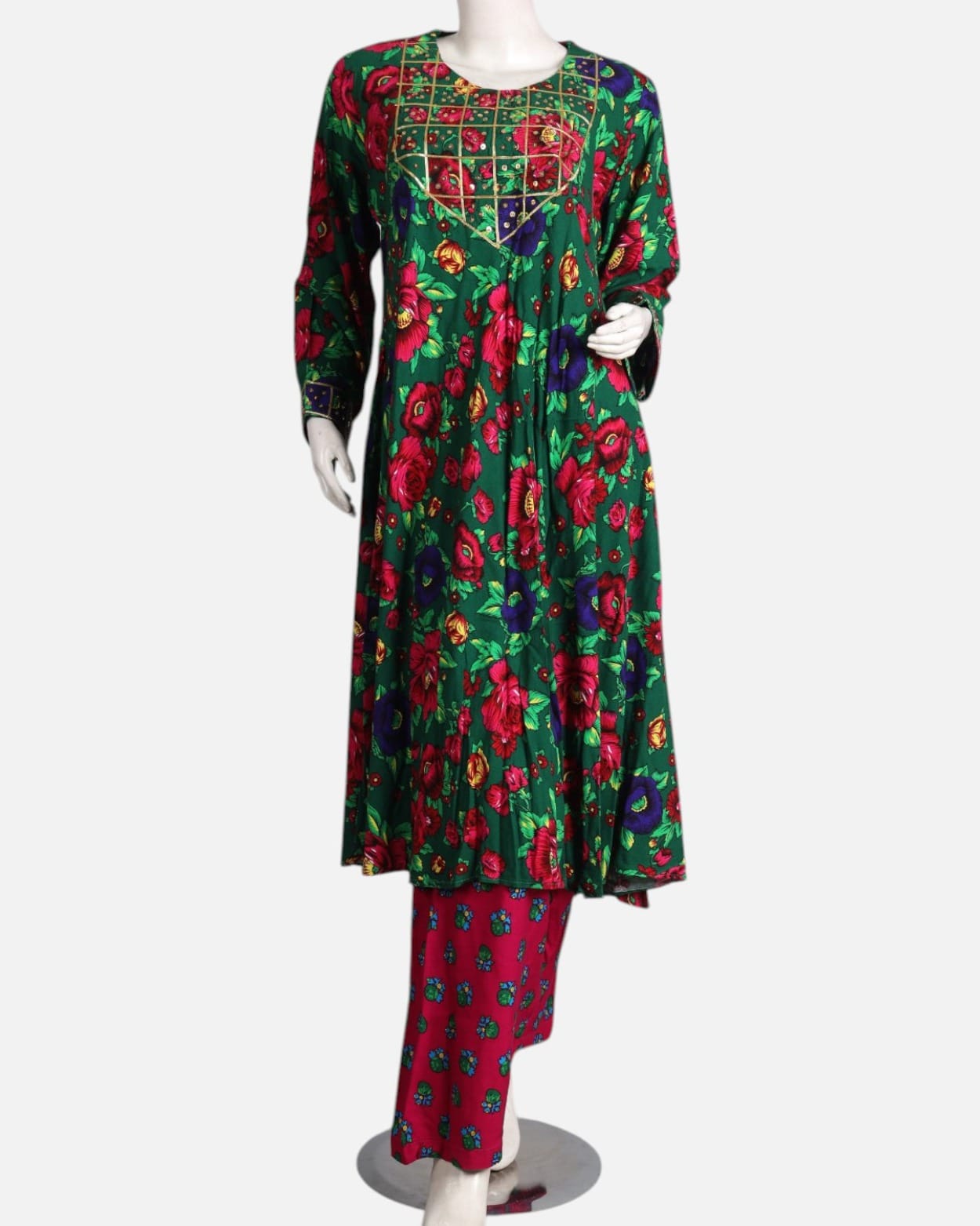Embroidered Gulnar Linen Dress – Handcrafted