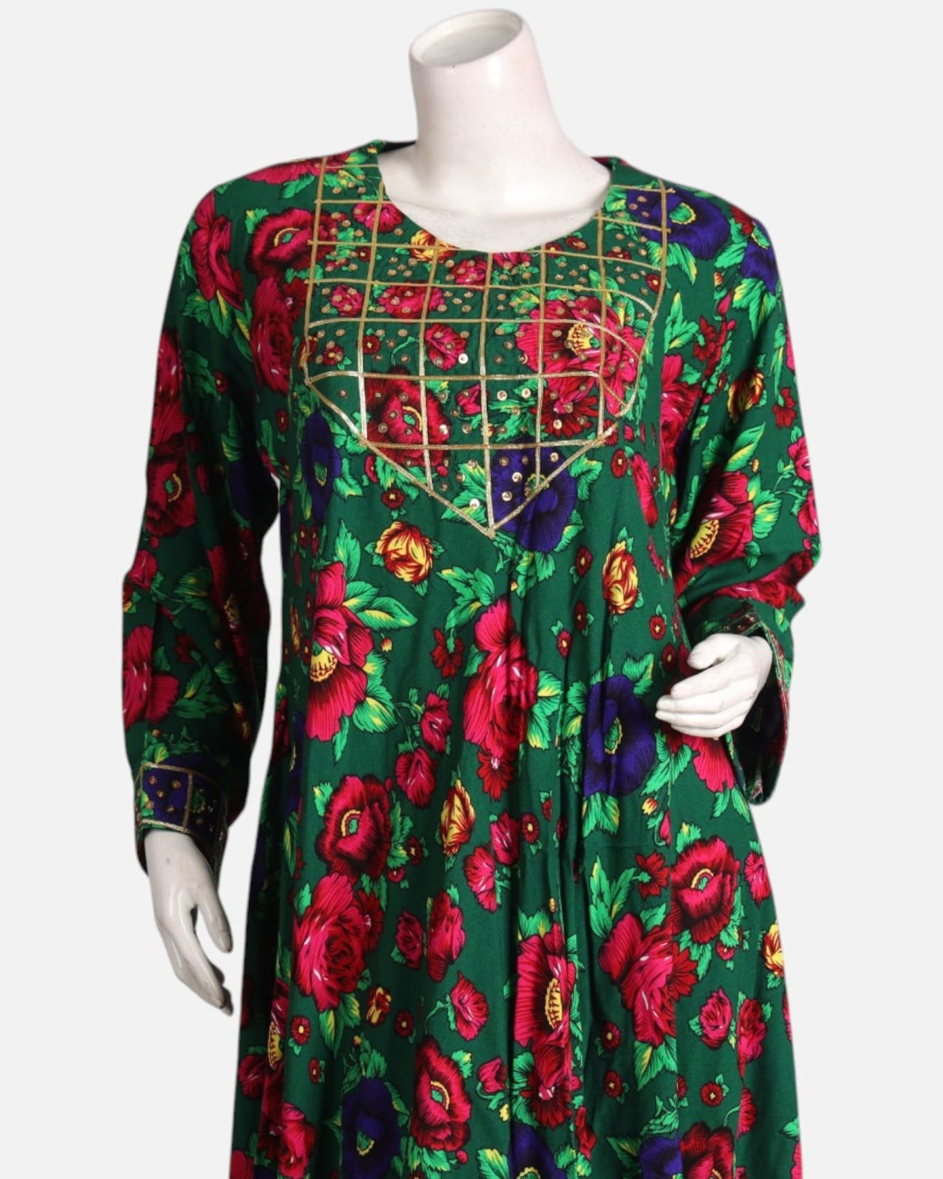Embroidered Gulnar Linen Dress – Handcrafted