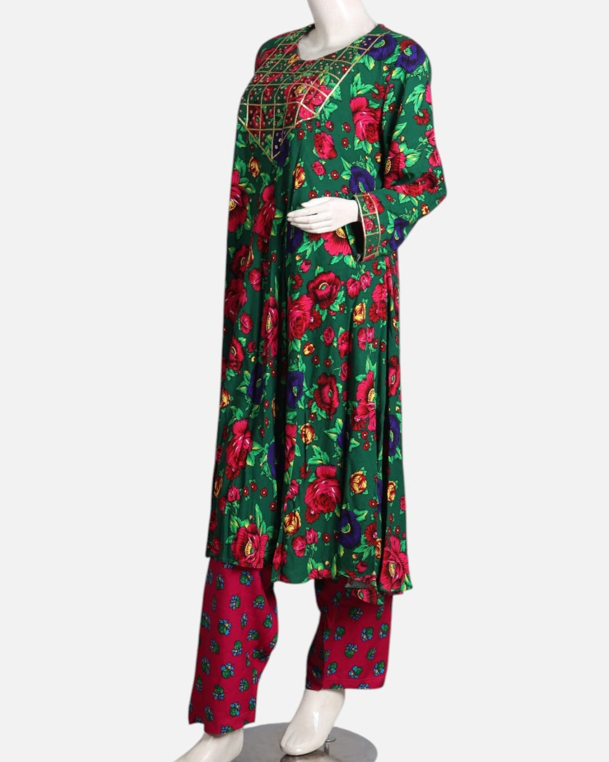 Embroidered Gulnar Linen Dress – Handcrafted