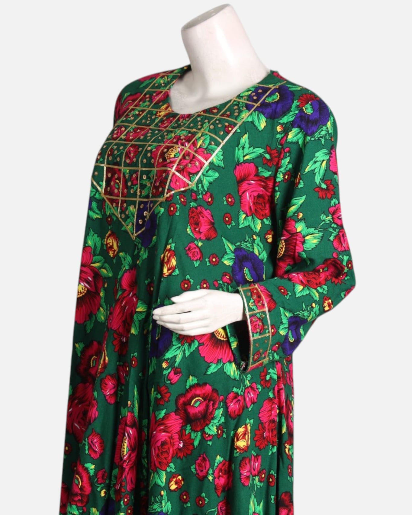 Embroidered Gulnar Linen Dress – Handcrafted