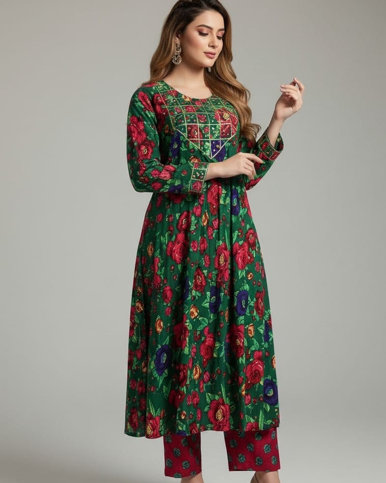Embroidered Gulnar Linen Dress – Handcrafted