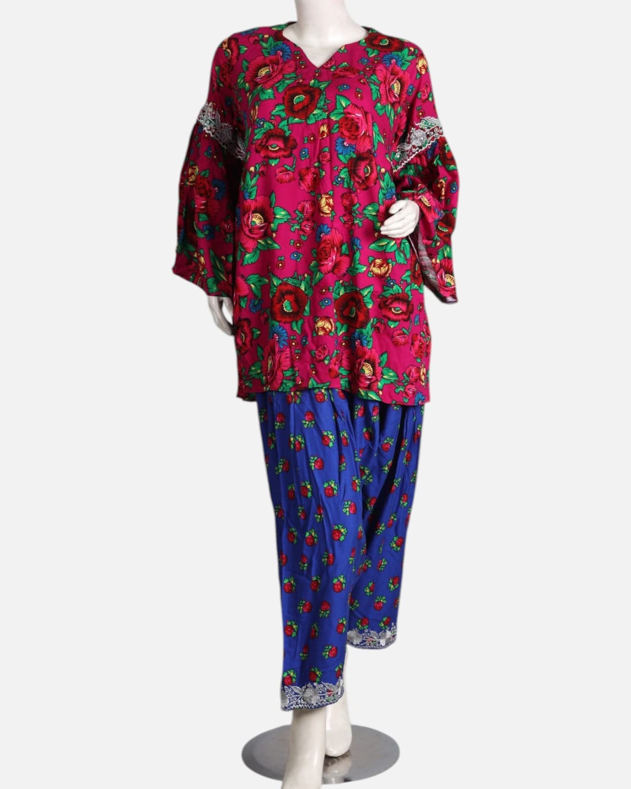 Embroidered Gulnagar & Linen Pants – Handcrafted