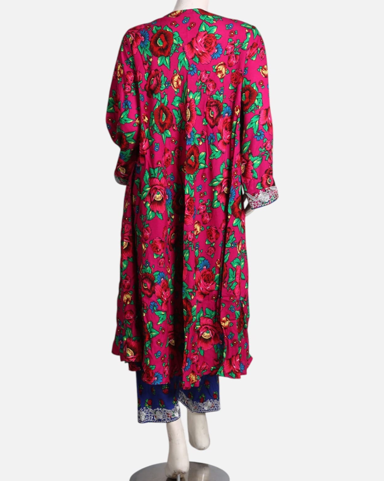 Multi-Color Floral Embroidered Linen Dress
