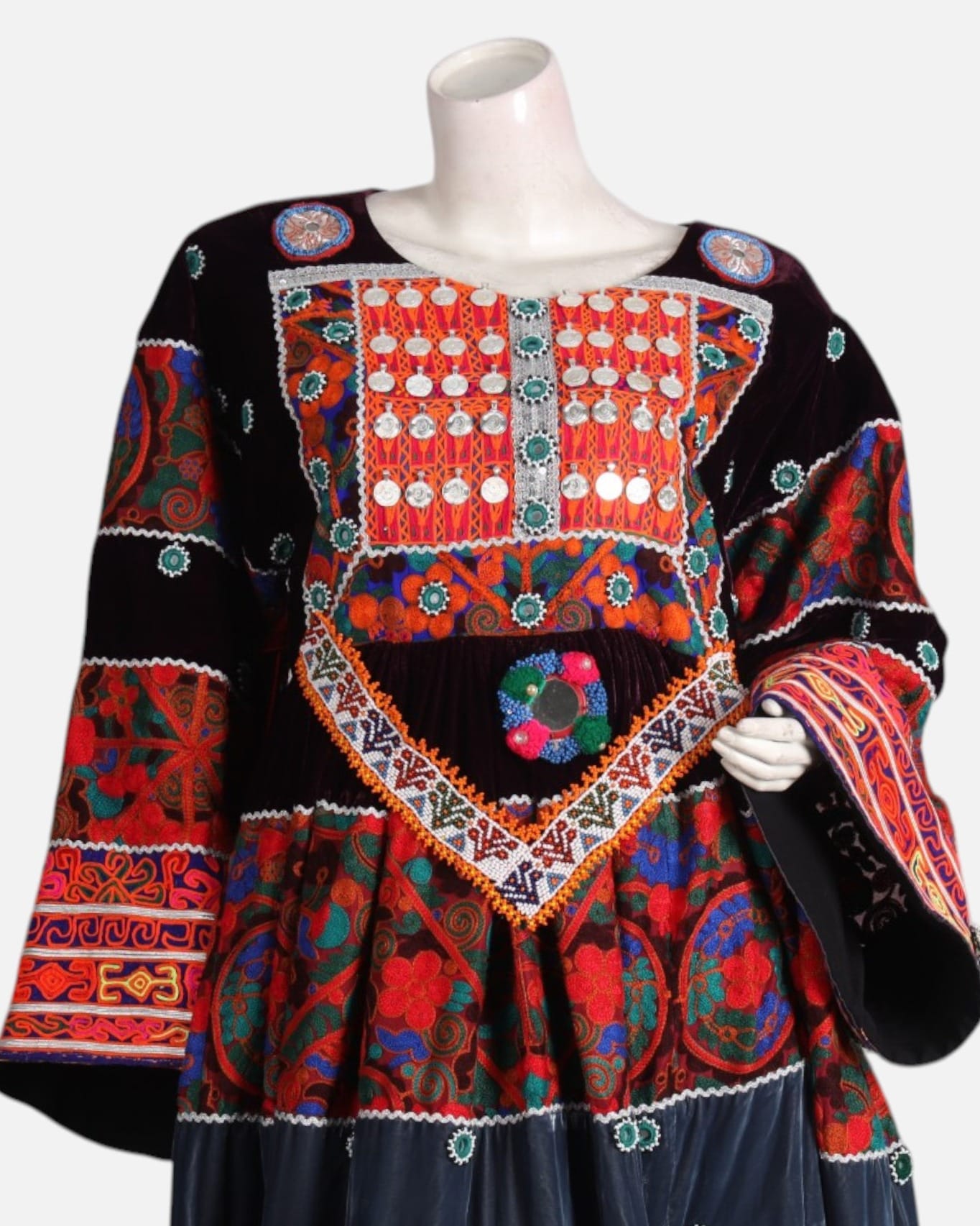 Hand Embroidered Velvet & Silk Dress