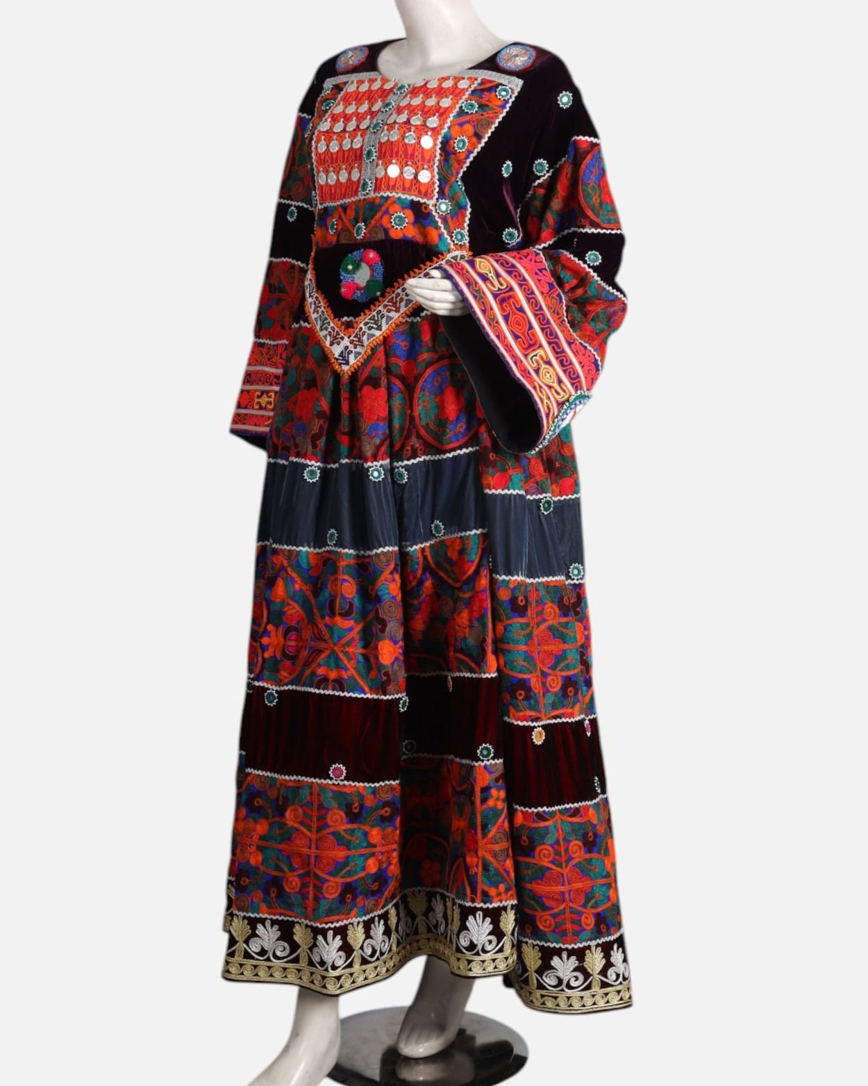 Hand Embroidered Velvet & Silk Dress