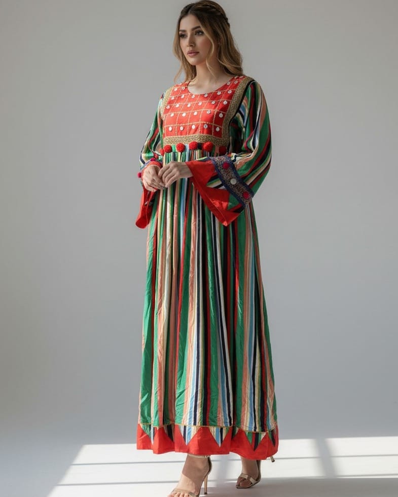 Colorful Tourist Dress with Embroidered Accents