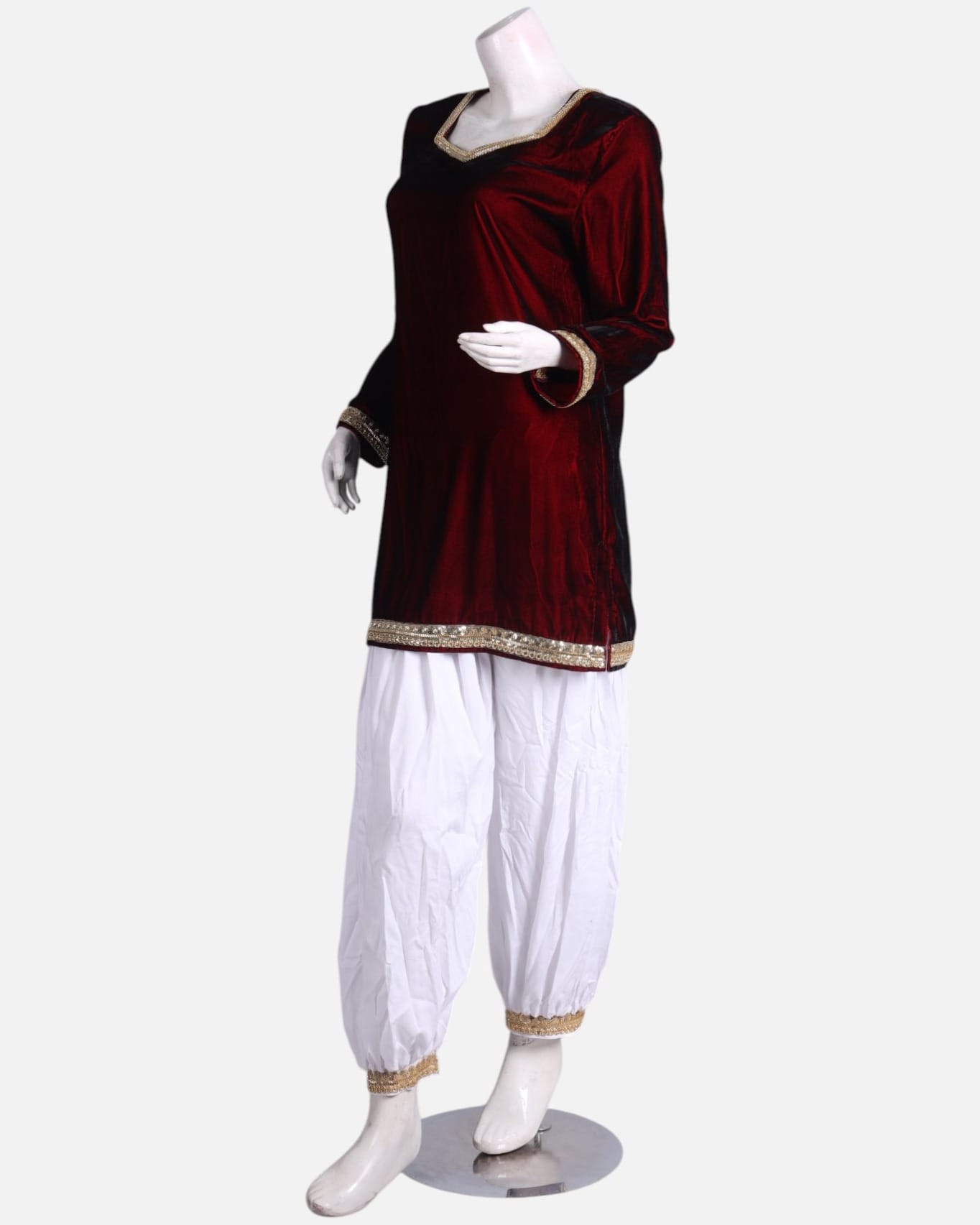 Afghan Punjabi Set in Silk Velvet Fabric